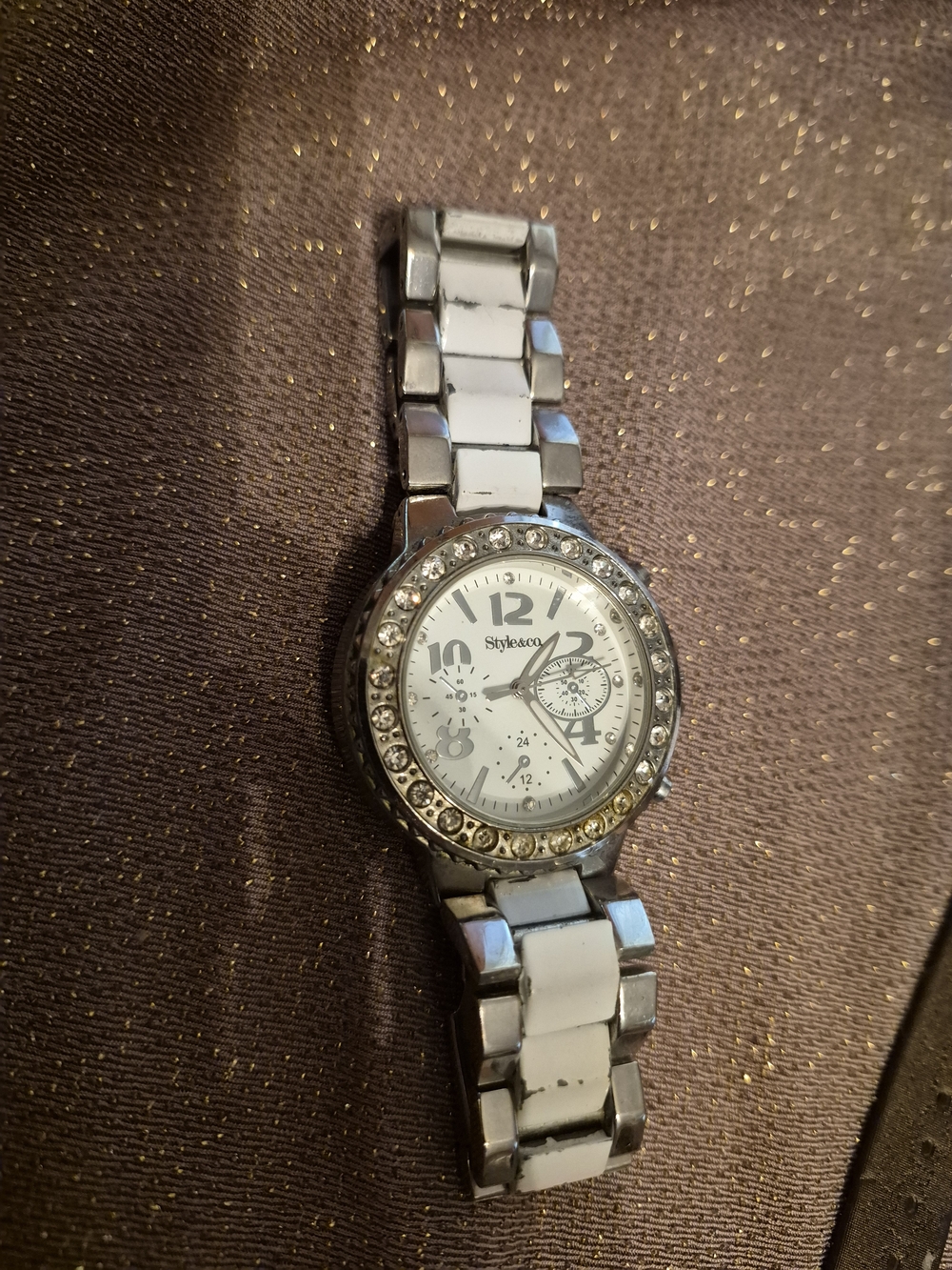Silver and White Crystal Accent Women's Watch